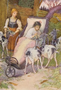 Ilustración para Heidi de Johanna Spyri (litografía en color)