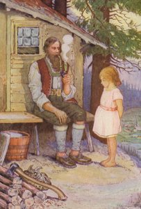 Ilustración para Heidi de Johanna Spyri (litografía en color) de Louis John Rhead