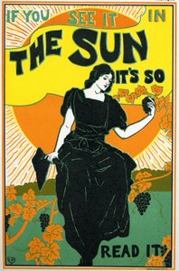 Literatura. The Sun, periódico. Cartel de Louis Rhead, EE.UU., c.1890 de Louis John Rhead