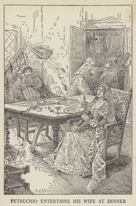 Petruchio entretiene a su esposa en la cena de Louis John Rhead