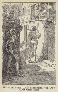 Ella contemplaba a su amante serenateando a la dama Silvia con música de Louis John Rhead