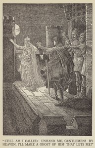 ¡Aún me llaman, suéltenme, caballeros! ¡Por el cielo, haré un fantasma de quien me detenga! de Louis John Rhead