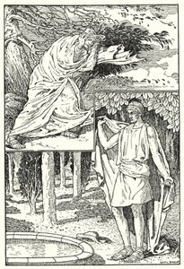 El viento del Norte y el Sol (litografía) de Louis John Rhead