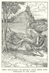 Viajaron "tan rápido que su cabello silbaba en el viento" de Louis John Rhead