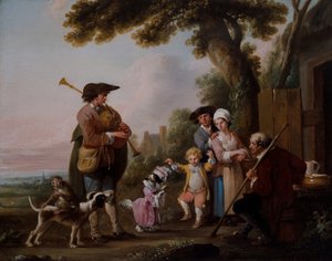 Músicos con animales actuando ante tabernas de Louis Joseph (1731 98) Watteau