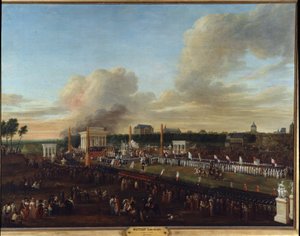 Revolución Francesa: “Vista de la fiesta de la Confederación de los Departamentos del Norte, el Somme y el Pas de Calais” Pintura de Louis Joseph Watteau llamado Watteau de Lille (1731-1798)