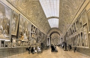 La Gran Galería, Museo del Louvre, hacia 1850 (dibujo)