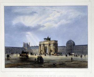 Palais des Tuileries y arco de Triunfo del Carrousel - en "Paris en 1837" por Arnout de Louis Jules Arnout