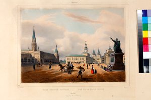 La Plaza Roja (la place rouge) en Moscú por Arnout, Louis Jules (1814-1868) de Louis Jules Arnout