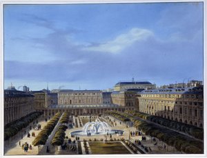 Vista del Jardín del Palacio Real en “Paris en 1837” por Arnout de Louis Jules Arnout
