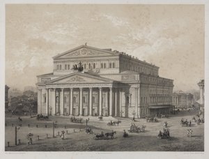 Bolshói - El Teatro Bolshói en Moscú, por Jacottet, Louis Julien (1806-?). Litografía de Louis Julien Jacottet