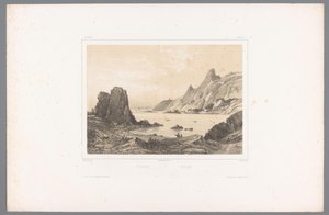 Vista de Kullaberg en el Kattegat Kullen / Kullen (título sobre objeto) Rostros en Escandinavia (título de la serie) Vues du Nord. Gamuza (título de la serie en el objeto) de Louis Julien Jacottet