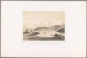 Vista del puerto de Mölle Vue prise du Port de Mólleleie / Udsigt fra Havnen ved Mólleleie (título sobre objeto) Rostros en Escandinavia (título de la serie) Vues du Nord. Gamuza (título de la serie) de Louis Julien Jacottet