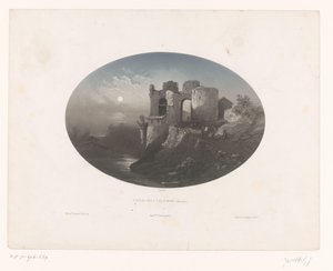 Vista de las ruinas del castillo de los Cuatro Heemskinderen Château des 4 fils Aymond (Gironda) (título sobre el objeto) de Louis Julien Jacottet