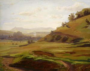 Vista desde la pendiente del Doernberg hacia Burghasungen de Louis Kolitz