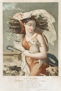 Brumario (octubre-noviembre), segundo mes del Calendario Republicano, grabado por Tresca, francés, c.1794 de Louis Lafitte