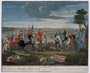 La captura del Mariscal Tallard y empujando 4000 Caballos al Danubio en la Batalla de Blenheim en 1704 de Louis Laguerre