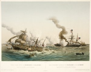 Combate naval entre el Kearsage y el Alabama, pub. 1864 de Louis Le Breton