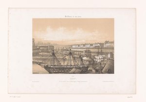 Vista del Arsenal cerca del puerto de Brest
Brest. Vue des Corderies hautes et basses, Bagne y Hôpital Clermontonnerre (título en el objeto)
Francia contemporánea (título de la serie)
La France de nos jours (título de la serie en el objeto)