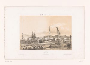 Vista del Arsenal cerca del puerto de Lorient
Lorient. Intérieur du Port militaire (título en el objeto)
Francia contemporánea (título de la serie)
La France de nos jours (título de la serie en el objeto)