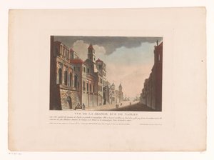 Vista de una calle en Nápoles Vue de la Grande Rue de Naples (título sobre objeto) Paisajes urbanos en Italia, España y Egipto (título de la serie) de Louis Lecoeur