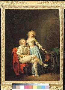 Pareja con un pájaro escapado (óleo sobre lienzo) de Louis Leopold Boilly