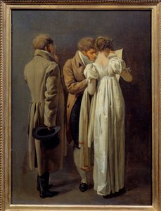 Amantes de las impresiones Jóvenes vestidos a la moda del Primer Imperio contemplan una impresión. Pintura de Louis Leopold Boilly (1761-1845) 1810 de Louis Leopold Boilly