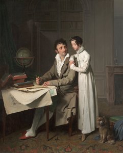 La Lección de Geografía Retrato de Monsieur Gaudry y Su Hija de Louis Leopold Boilly