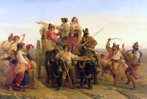 La llegada de los cosechadores en las Marismas Pontinas, 1830 de Louis Leopold Robert