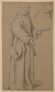 Monje de pie y estudio de una capucha. de Louis Licherie de Beuron (attr. to)