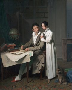 La lección de geografía (Retrato de Monsieur Gaudry y su hija) de Louis Leopold Boilly