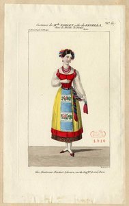 Mademoiselle Noblet como Fenella. Diseño de vestuario para la ópera La muette de Portici, 1828 de Louis Maleuvre