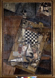 Naturaleza muerta con ajedrez. Pintura de Louis Markus conocido como Louis Marcoussis (1878-1941) de Louis Marcoussis