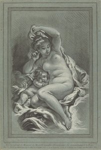 Venus y Cupido en un delfín, 1767. Creadores: Louis Marin Bonnet, Juste-François Boucher de Louis Marin Bonnet, Juste François Boucher