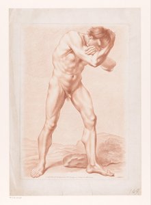 Hombre desnudo de pie con los brazos cruzados alrededor de la cabeza de Louis Marin Bonnet (attributed to)
