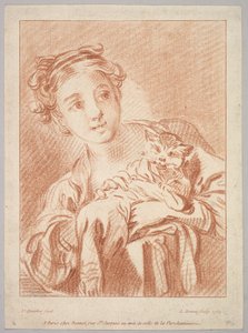 Una joven sosteniendo un gato, 1769