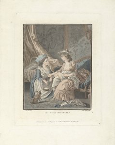 Madre con niño y criada Les soins maternels (título sobre el objeto) de Louis Marin Bonnet