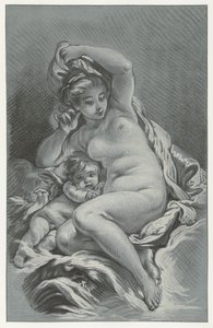 Venus en Cupido Venus y Cupido sobre un delfín de Louis Marin Bonnet