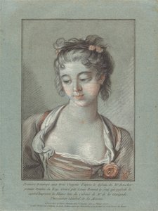 Busto de una joven mirando hacia abajo de Louis Marin Bonnet after François Boucher