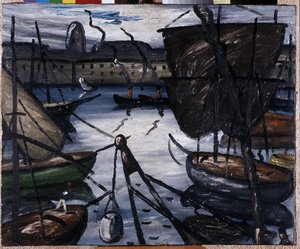El puerto viejo. Pintura de Louis Mathieu Verdilhan (Louis-Mathieu Verdilhan de Louis Mathieu Verdilhan