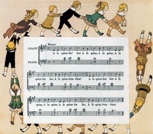 Partitura e ilustración de la canción infantil 