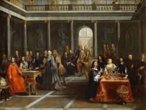 Reina Cristina de Suecia, rodeada de su corte de Louis Michel Dumesnil the Younger