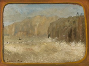 Dos gaviotas y acantilados, ca. 1913-1921