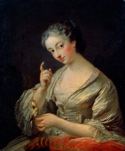 Dama con un pájaro, siglo XVIII