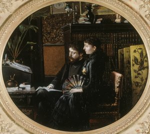 Retrato de Alphonse Daudet 1840-1897 y su esposa de soltera Julie Allard, 1883 de Louis Montegut