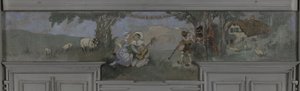 Pierrot et Colombine - Modelo para el comedor de Jean Coquelin, Villa Longchamp, Neuilly, hacia 1900 (óleo)