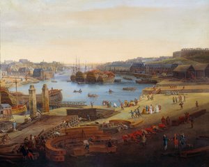 Astillero: "El puerto de Brest" (detalle) de Louis Nicolas van Blarenberghe