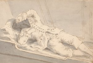 Hombre dormido en una litera a bordo de un barco de Louis Philippe Boitard