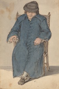Hombre dormido con un largo abrigo azul de Louis Philippe Boitard