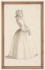 Mujer de pie, mirando a la derecha (lápiz, pluma y tinta y acuarela sobre papel) de Louis Philippe Boitard